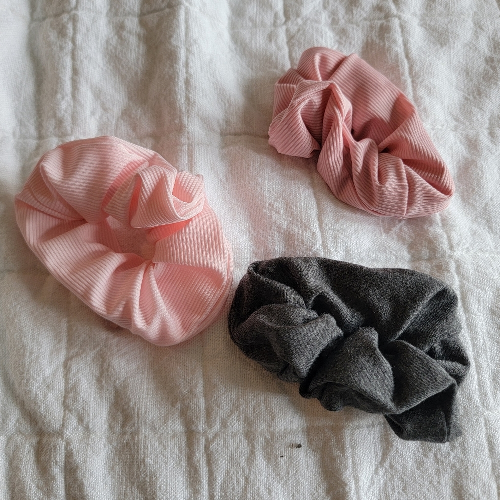 3 PC Storage Scrunchies Pink/Gray